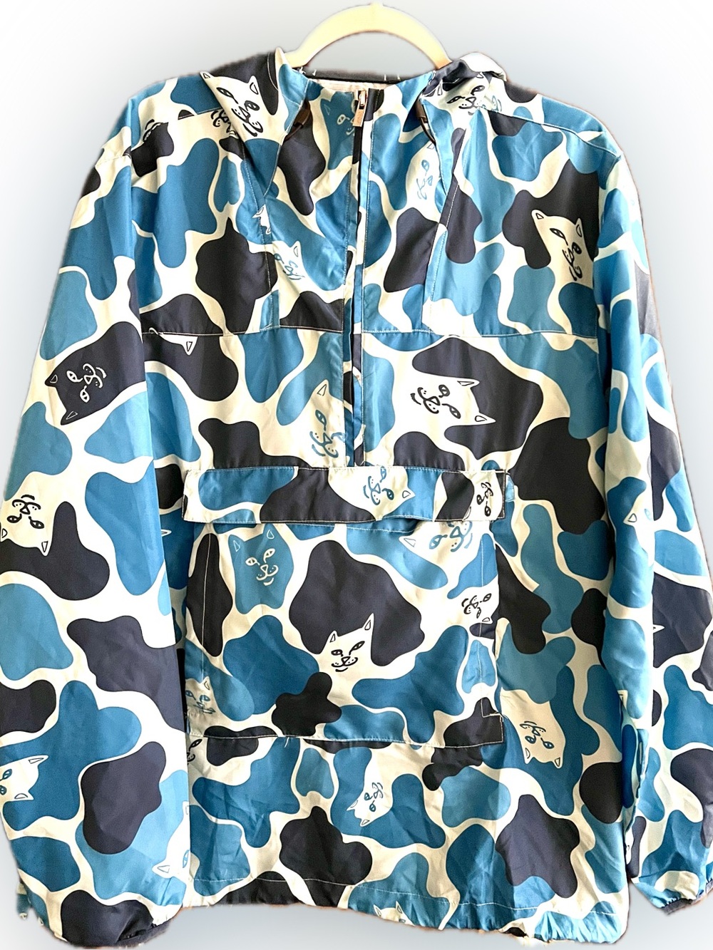 Ripndip Blue & Navy Camo convertible Fannypack Rainjacket windbreaker